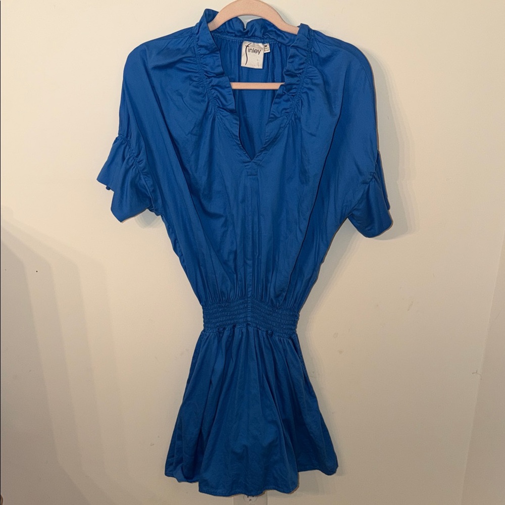 Finley Cobalt Blue Ruffled Short Sleeve Mini Dress